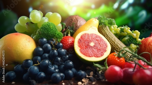 Fresh and colorful assortment of fruits and vegetables