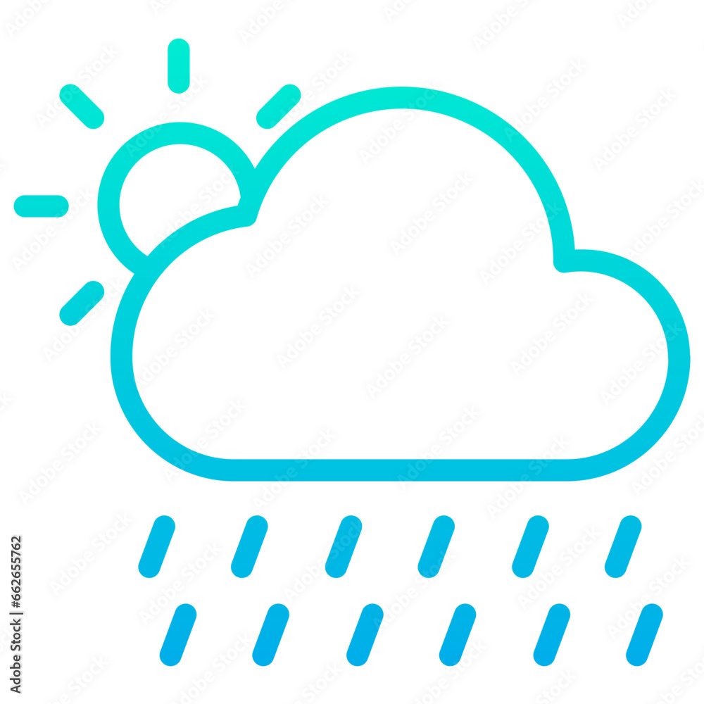 Outline Gradient Sun Rainy icon Outline Gradient Sun Rainy icon