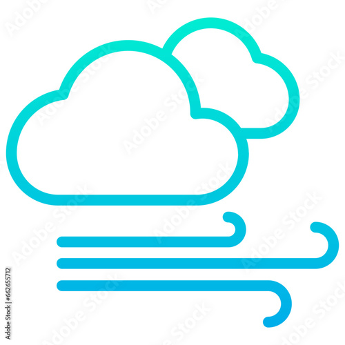 Outline Gradient Cloud wind icon