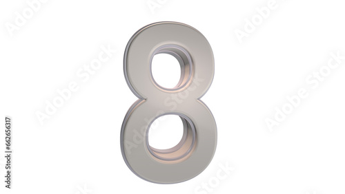 Creative design white 3d number 8