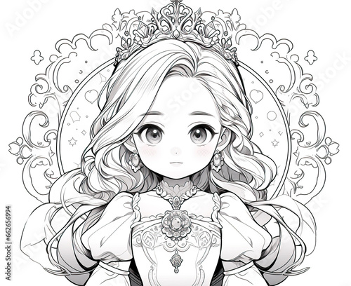 Coloring book for children, princess girl character. photo