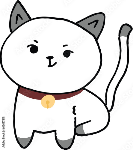 Cute cat doodle isolated on white