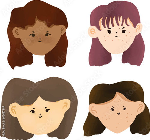 set of faces with skin problems 