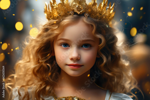 Summer Carnival Elegance: Charming Girl with Crown