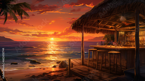 Beach bar sunset