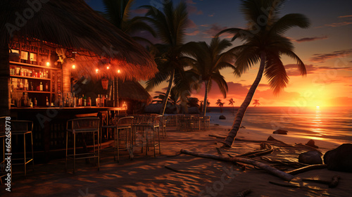 Beach bar sunset