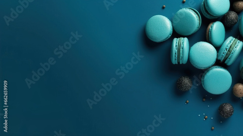 minimalistic background with macarons, top view with empty copy space