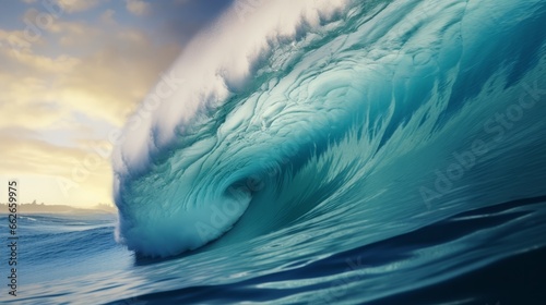 A massive wave crashing in the open ocean © mattegg