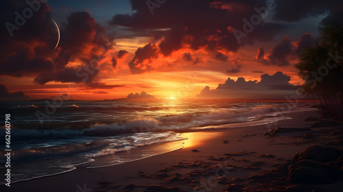 A photography of a awesome beach landscape with sunset © CanvasPixelDreams