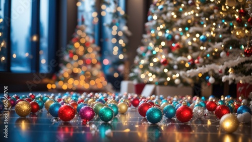 "Enchanted Christmas Splendor: A Glittering Tree and Dancing Lights"