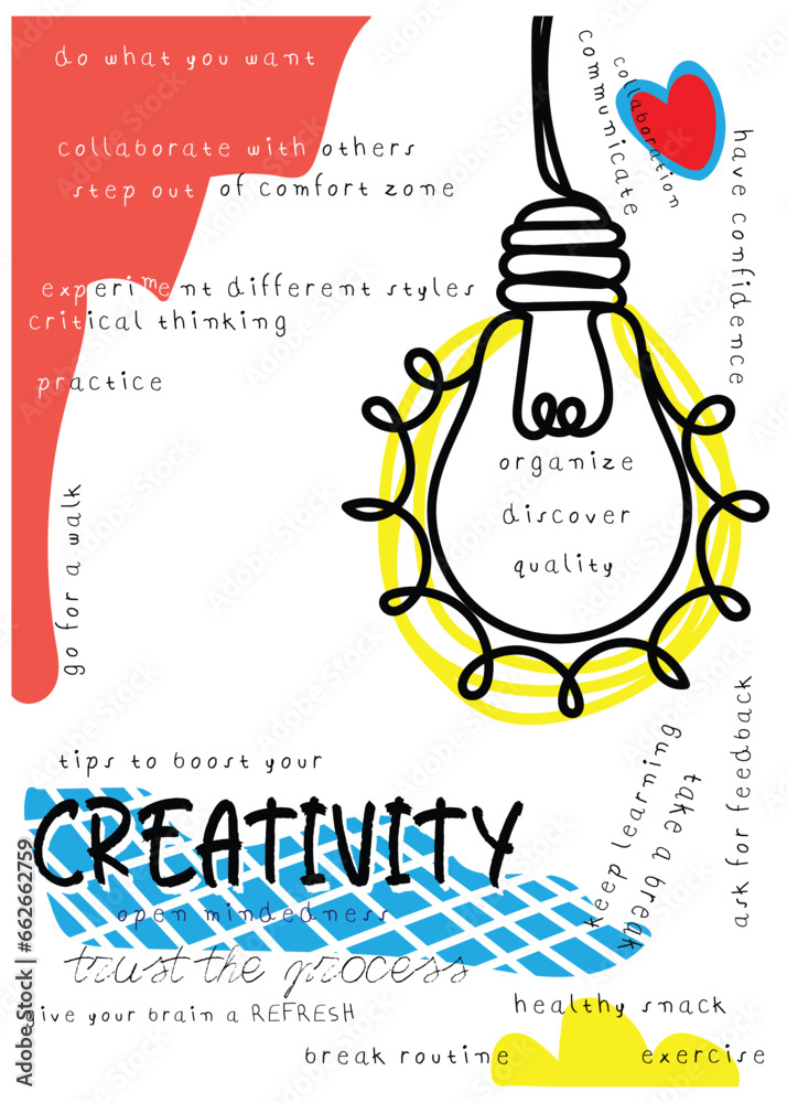 Poster art design. How to boost your creativity. Abstract art banner template. Poster art design. How to boost your creativity. Abstract art banner template.