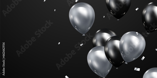 3D silver balloon design background vector banner template beautiful illustration