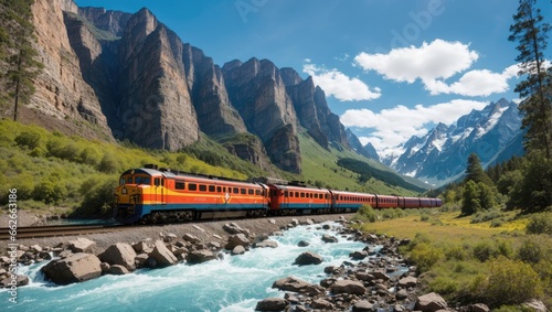 "Train Ride Through Nature's Majesty: A Window to Serenity"