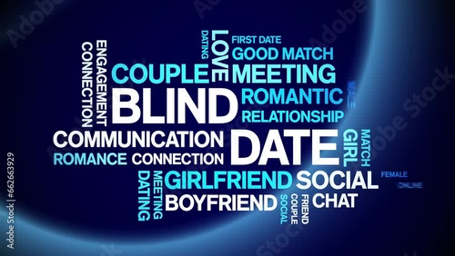 Blind Date animated tag word cloud;text design animation kinetic typography seamless loop.