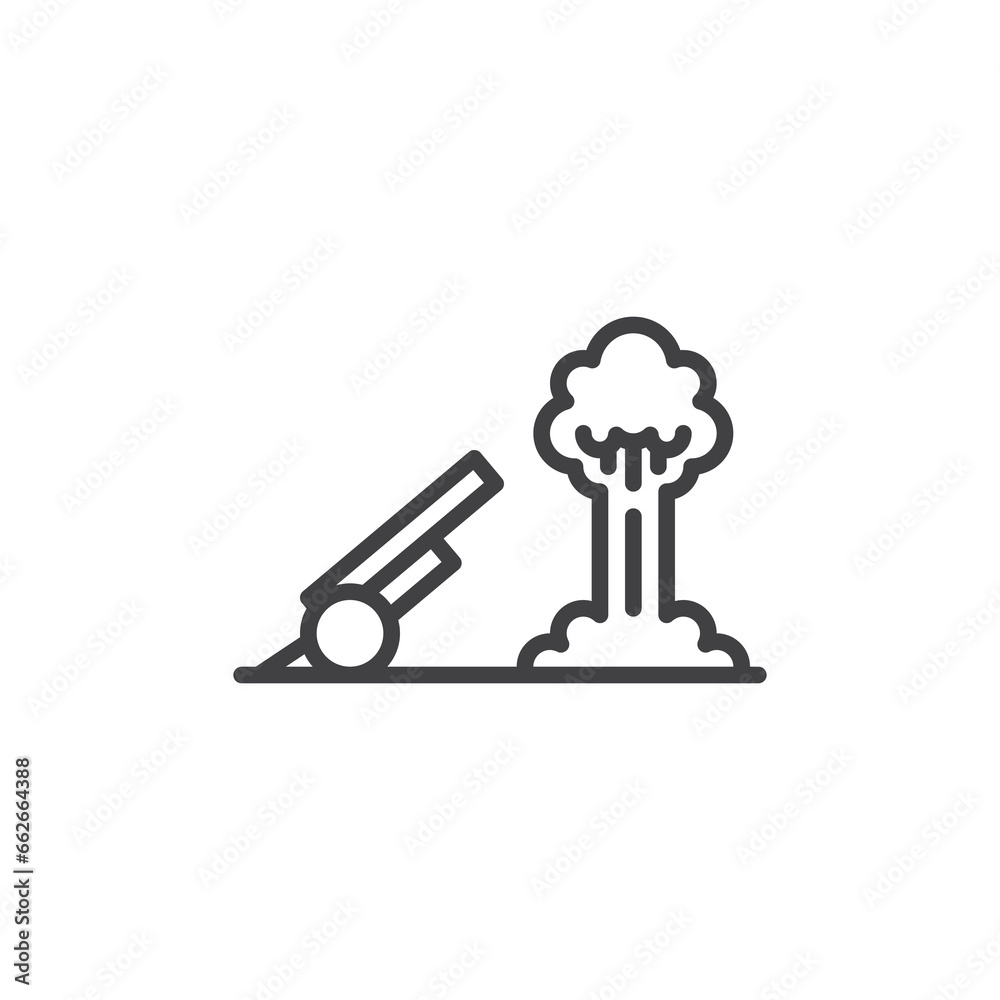 Cannon shot line icon Cannon shot line icon