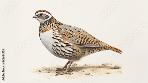 Common quail on white