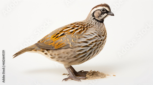 Common quail on white