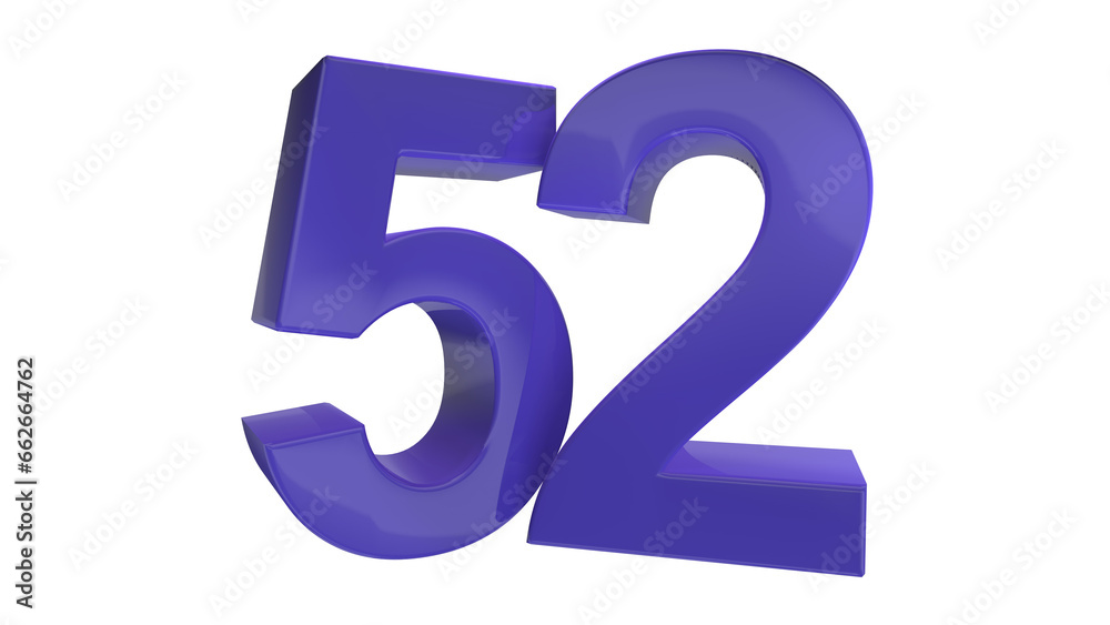 Naklejka premium Creative design purple 3d number 52