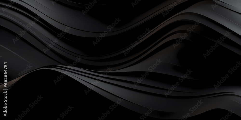 black gradient textures with overlapping wavy layers. abstract background illustration with 3d effect - obrazy, fototapety, plakaty 