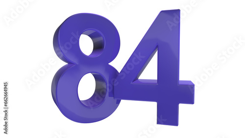 Creative design purple 3d number 84