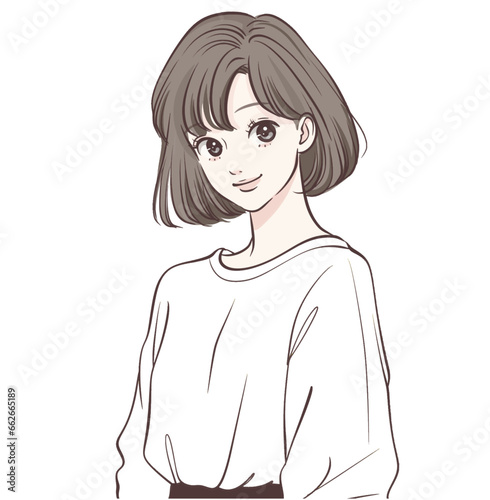 説明をする女性のイラスト素材	
