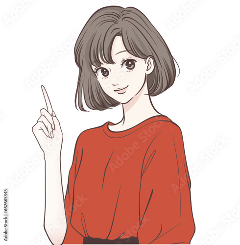 説明をする女性のイラスト素材	
