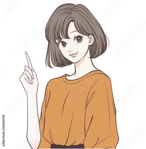 説明をする女性のイラスト素材	
