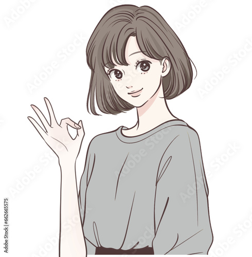 説明をする女性のイラスト素材	
