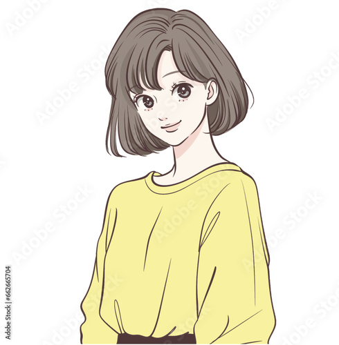 説明をする女性のイラスト素材	
