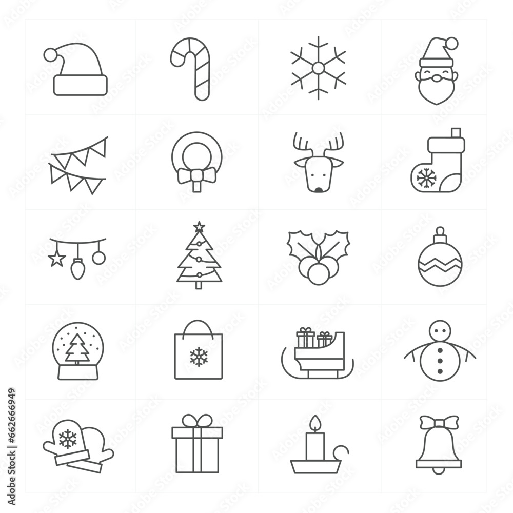 Naklejka premium Christmas icons set,Vector and Illustration