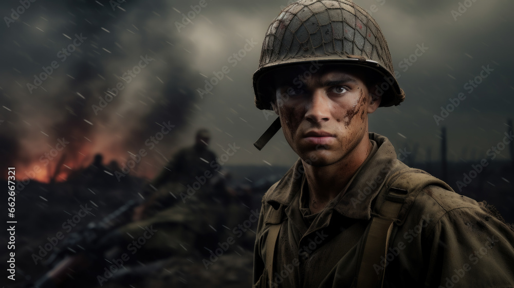 World War 2 Soldier Portrait. War.
