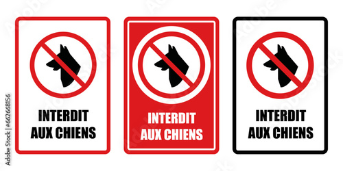 chiens interdit panneau interdiction fond rouge barré