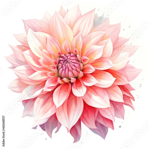 Fototapete watercolor dahlia flowers illustration on a white background.