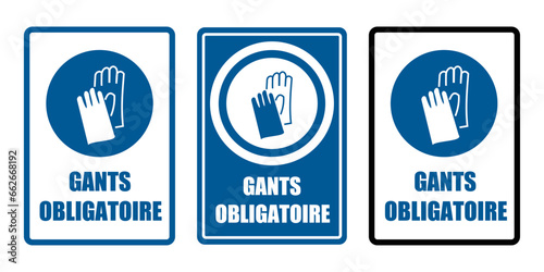 gants obligatoire equipement sécurité travail EPI icones rond bleu