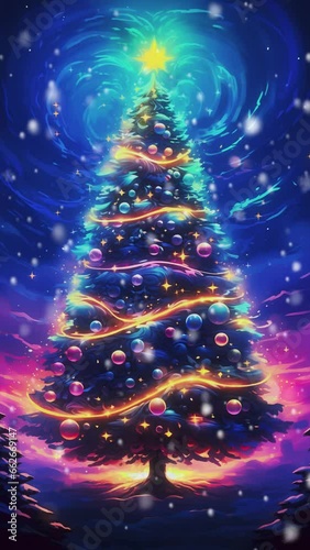 Christmas tree decoration with snowing