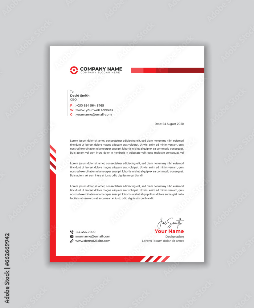 professional modern clean, abstract business letterhead for a corporate company.
