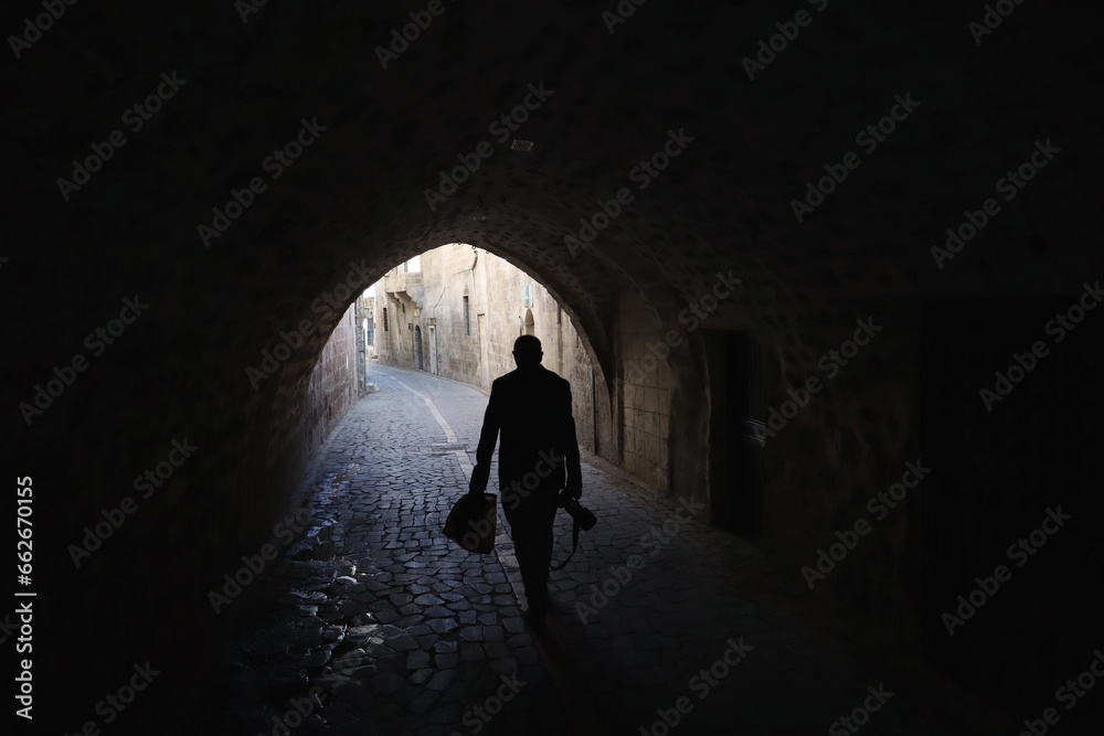 Fototapeta premium person in the tunnel