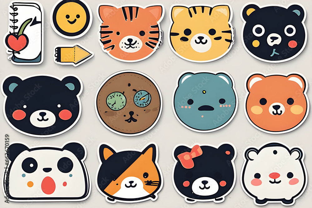 Various stickers to decorate your diary. Generative AI Various stickers to decorate your diary. Generative AI