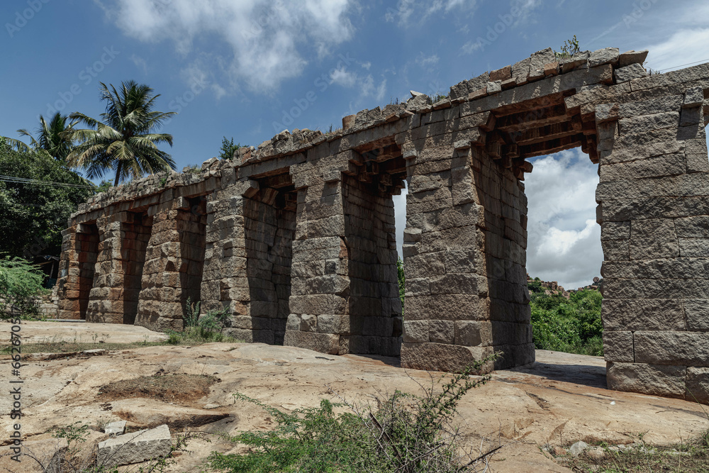 Fototapeta premium Bukki Aqueduct on the Tungabhadra River, Hampi, Karnataka, India.