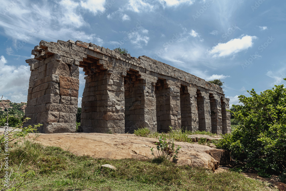 Bukki Aqueduct on the Tungabhadra River, Hampi, Karnataka, India.