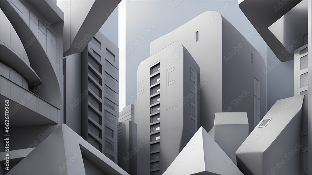 Obraz premium Building business illustrations for background. Real estate business background. Abstract, Building Exterior, Urban Skyline, Cityscape Banner design background. Metropolis Grid Design
