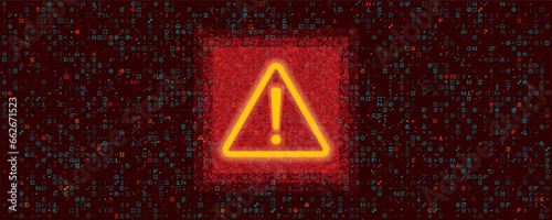 Danger sign. Hacked system or cyber attack. Vector illustration.