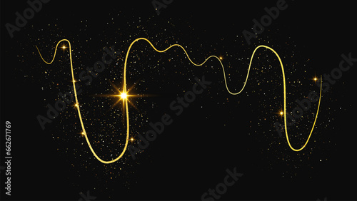 Gold glittering confetti wave and stardust