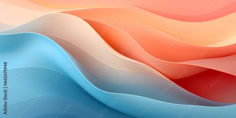 Obraz premium Orange and blue gradient textures with overlapping wavy layers. abstract background illustration with 3d effect. Natural shades