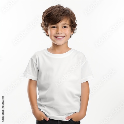 Mockup white t-shirt for boy