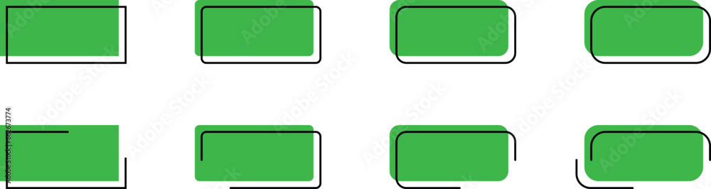 Green Quote vector bubbles for text, speech. Quotation box frames with borders design for comment, title, citation, chat, blog, note, mark. Vector illustration Green Quote vector bubbles for text, speech. Quotation box frames with borders design for comment, title, citation, chat, blog, note, mark. Vector illustration
