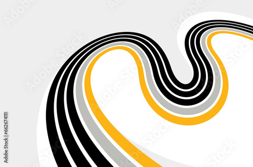 3D lines in motion vector abstract background, creative and dimensional curved stripes dynamic composition, motion and technology.