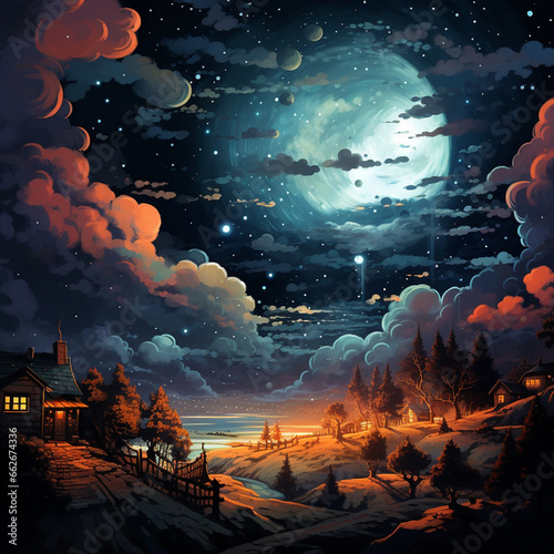 Sky at night ilustration © graphic