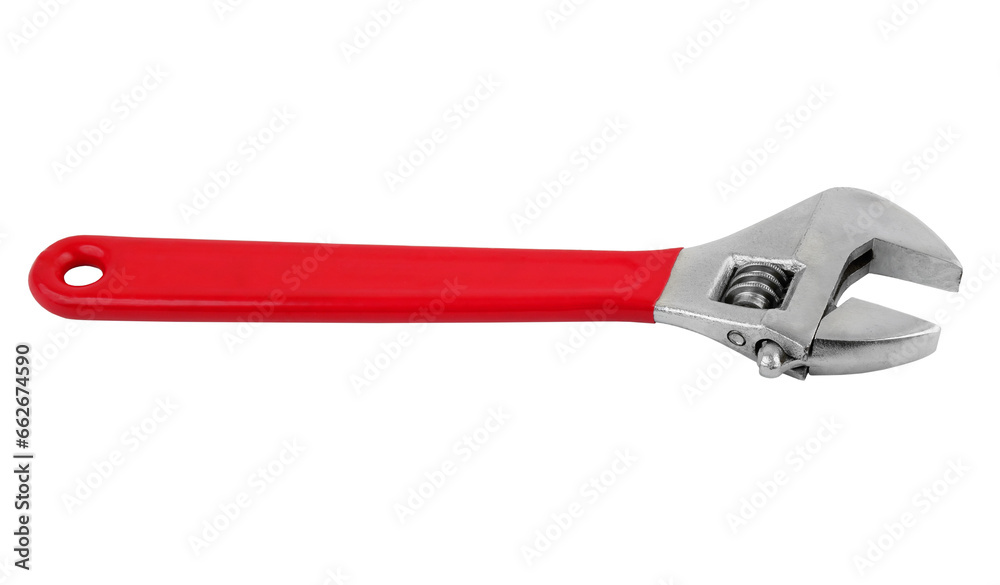 Red adjustable wrench isolated on white background Red adjustable wrench isolated on white background