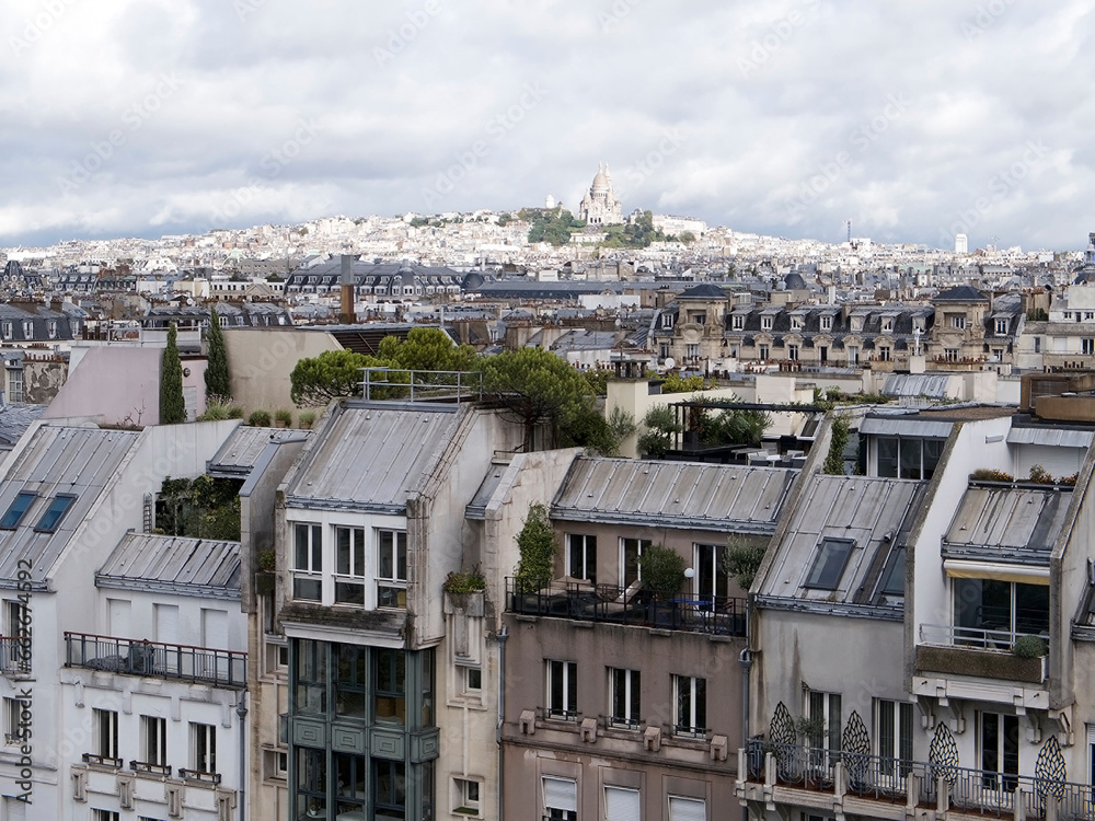 Paris cityscape from the Pompidou Centre, France